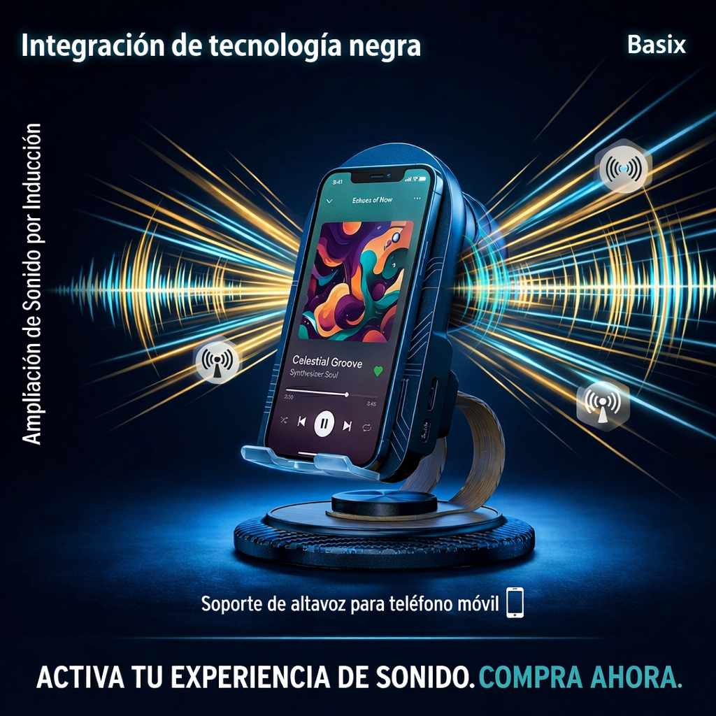 SoundLift™ – Altavoz Inductivo Magnético con Soporte 360° para Smartphone