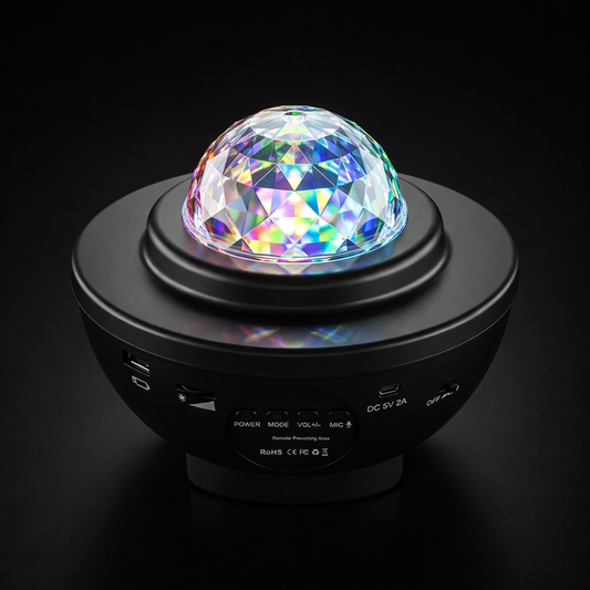 GalaxyDream™ – Proyector LED 360° con Bocina Bluetooth, 10 Colores y Efecto Nebulosa para tu Habitación